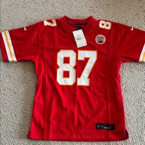 Nike Kids Red #87 Football Jersey with White & Gold Trim